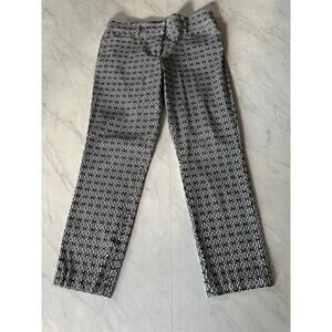 Cache women's patterned black white casual dress pants sz 8 hook loop